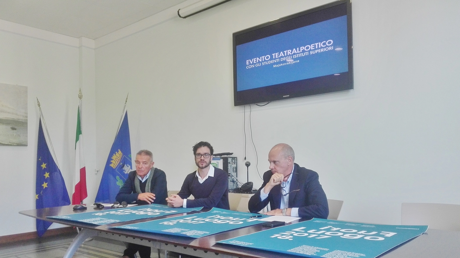 Renato Bandoli, Andrea Cerri e Paolo Asti alla presentazione in Comune