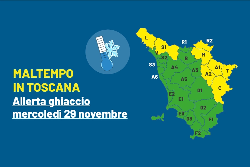 Toscana, scatta una nuova allerta per il 29 novembre: questa volta per ghiaccio