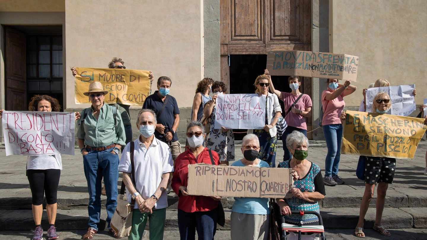 Firenze, protesta dei residenti di Santo Spirito (Foto Marco Mori/New Press Photo)