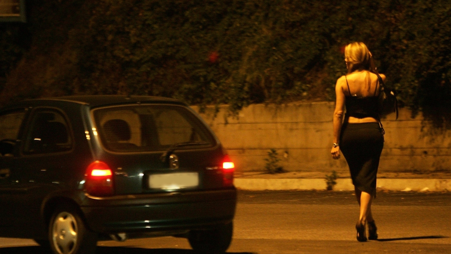 Una prostituta in una strada dell'Eur a Roma (Ansa)