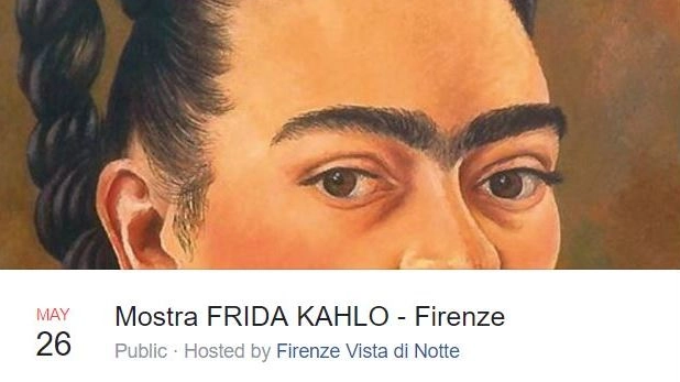 L’annuncio Facebook che pubblicizzava la mostra di Frida Kahlo