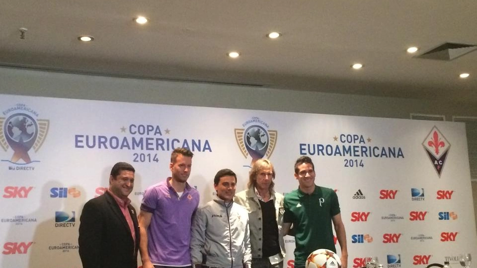 La presentazione di Palmeiras-Fiorentina, con Montella e Neto (Graziella C. Bim Botelho)