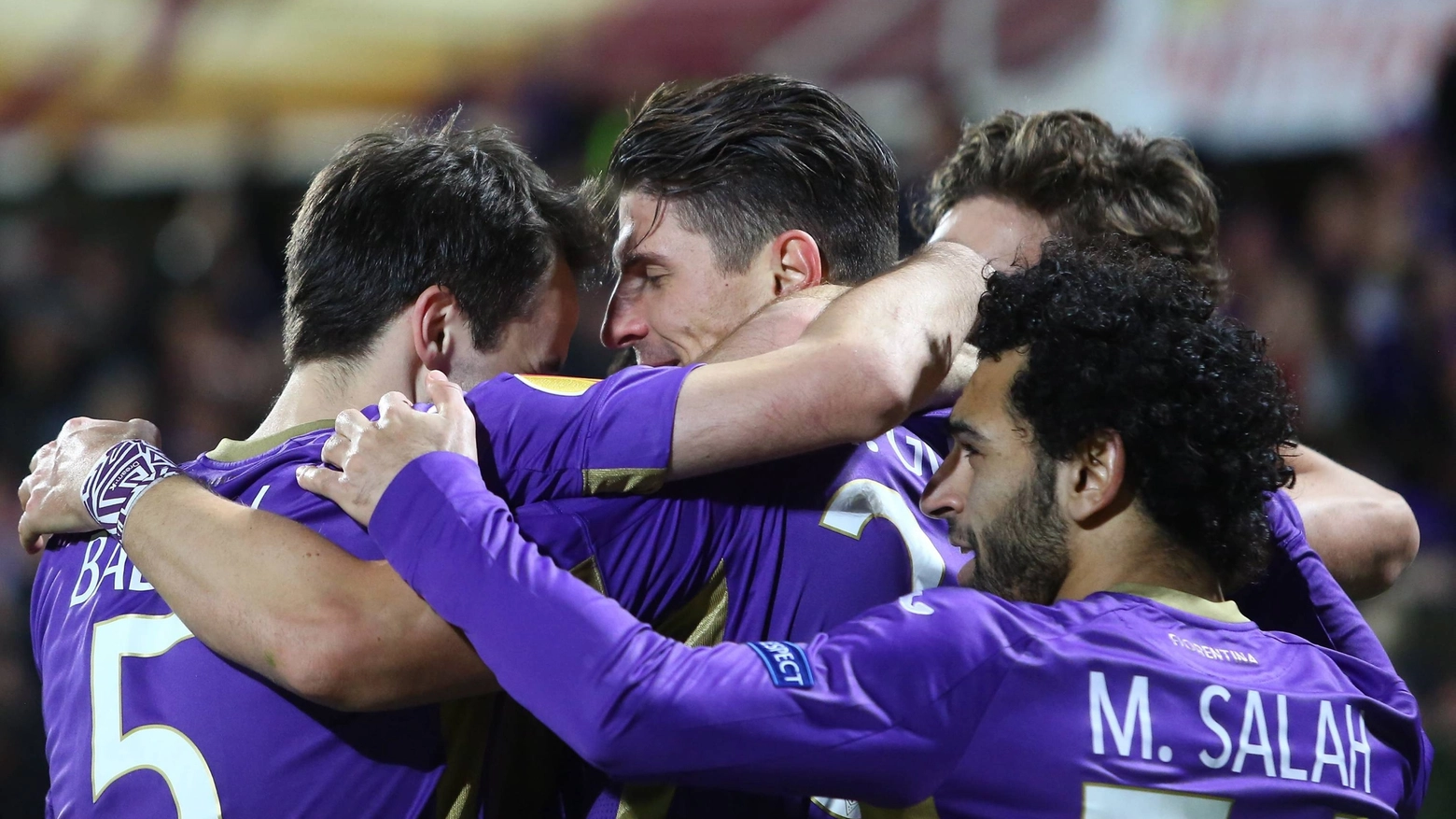 La gioia della Fiorentina dopo il gol di Gomez dell'1-0 contro il Tottenham (Germogli)