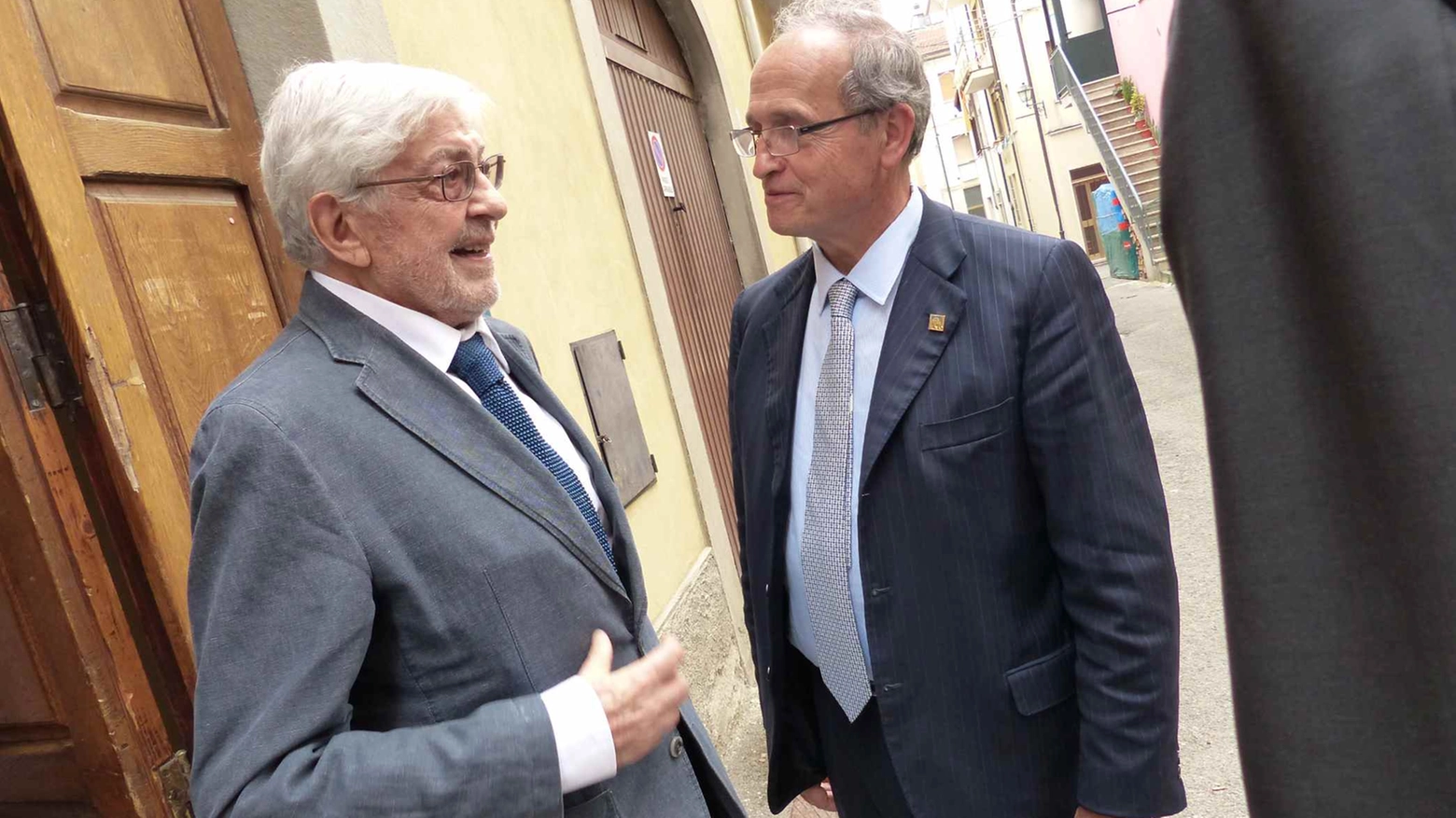 Ettore Scola con il sindaco di Pieve Bragagni