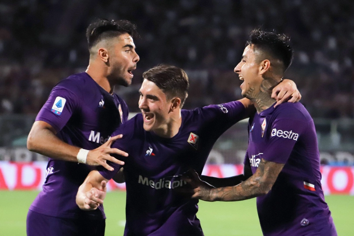 Fiorentina-Napoli, esultanza per il gol di Pulgar (Germogli)