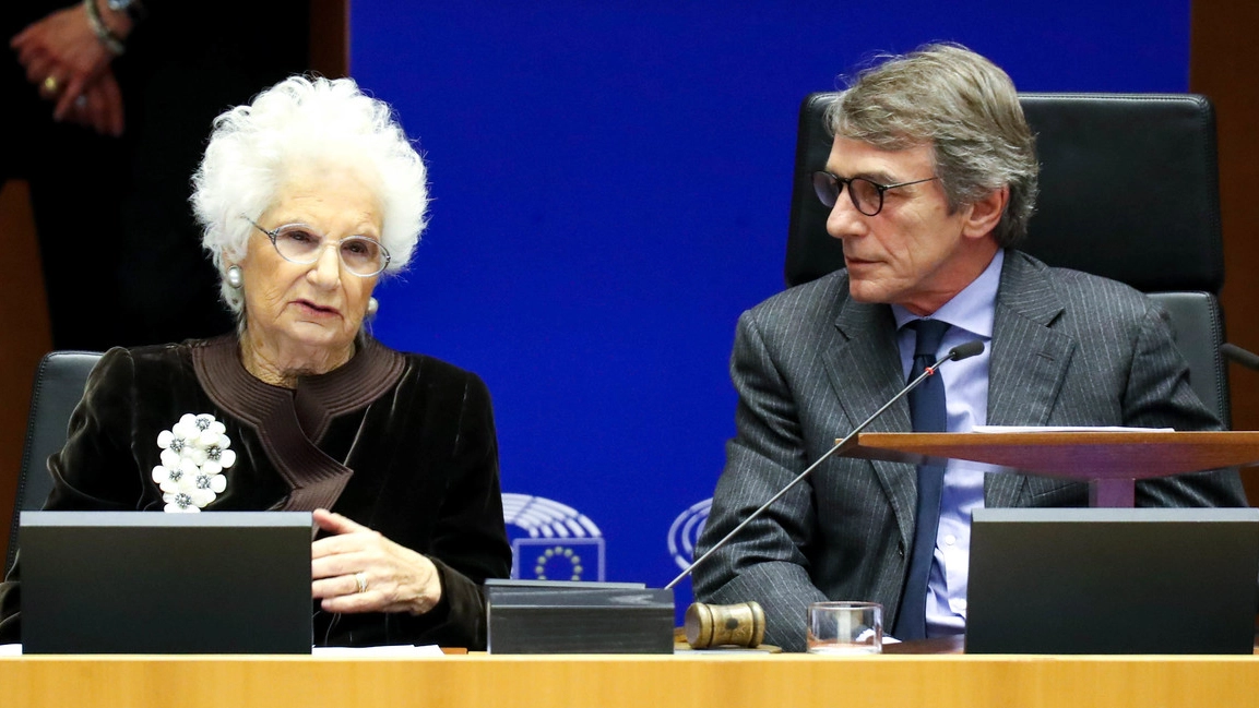 Liliana Segre, 90 anni, senatrice a vita, al Parlamento Europeo insieme a Sassoli