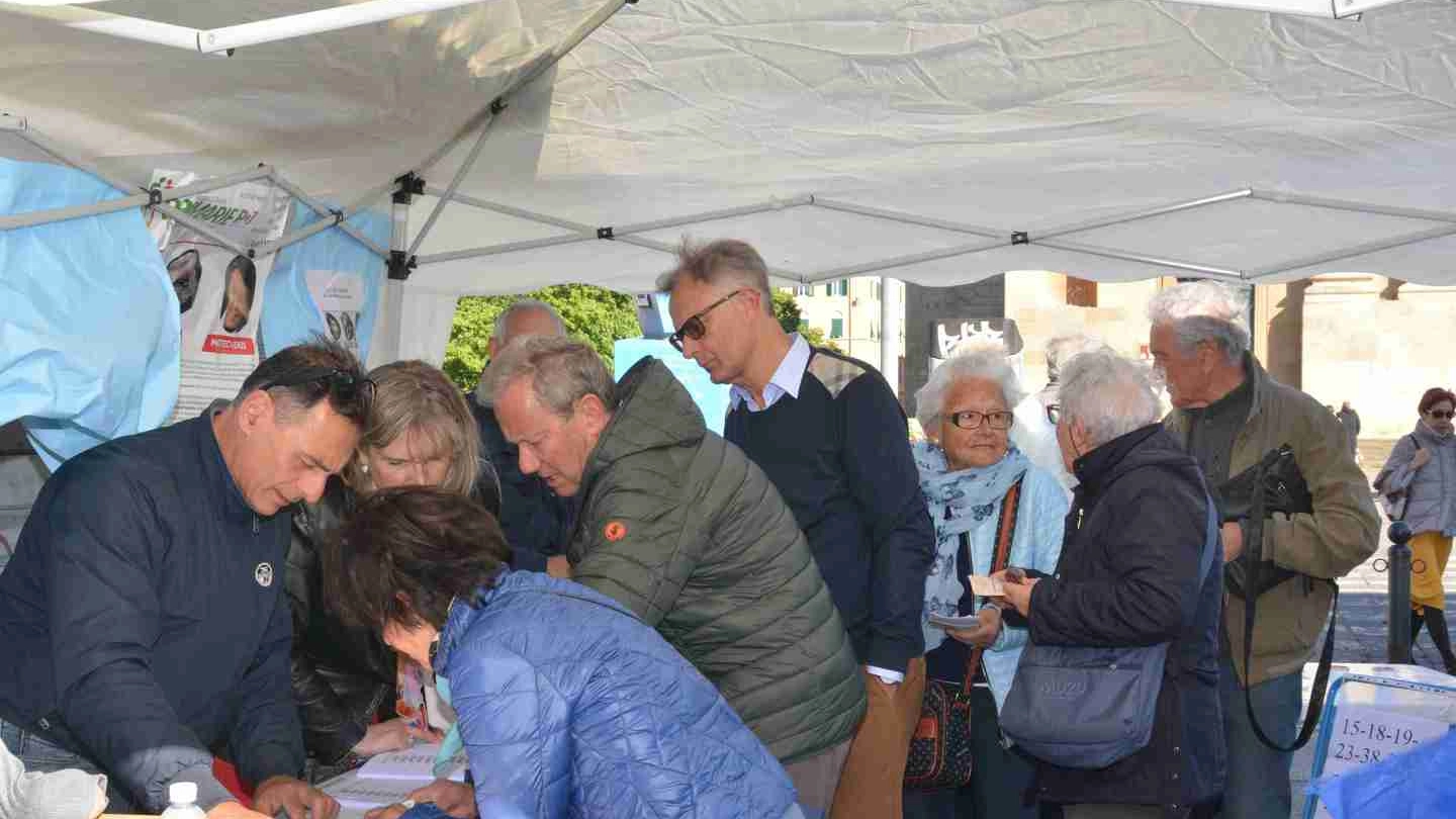 Livorno, il voto a un gazebo (Foto Lanari)