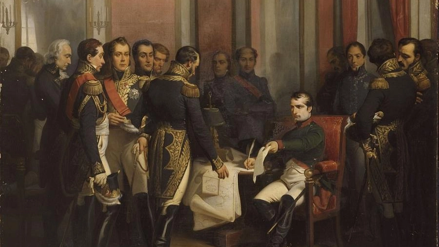Napoleone firma il trattato di Fontainebleau (foto web)