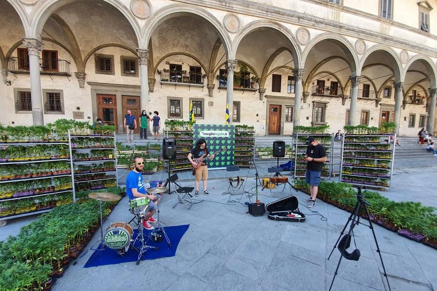 Le sardine durante l'iniziativa a Firenze