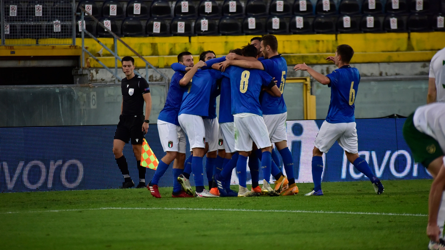 La gioia dell'Italia under 21 dopo i gol all'Irlanda