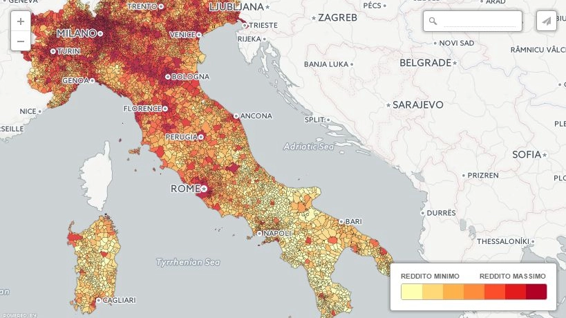 La mappa dei redditi dei comuni italiani (Twig)