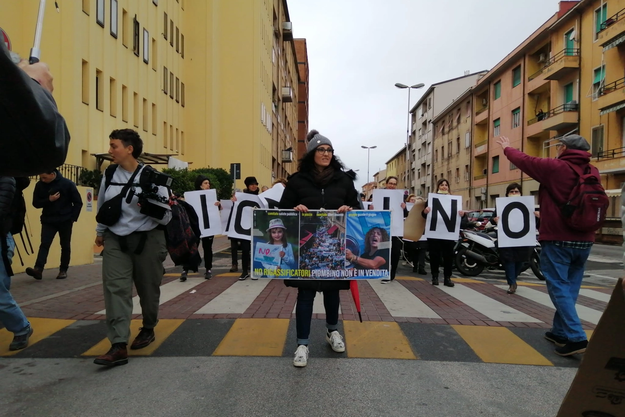 La manifestazione di stamani a Piombino