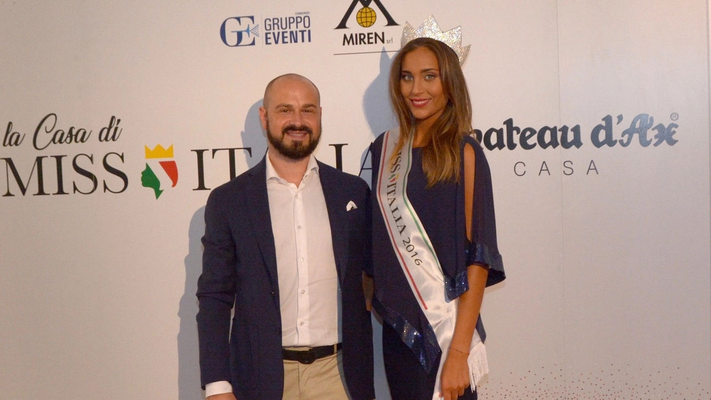Dario Montorfano con la vincitrice di «Miss Italia 2016», Rachele Risaliti