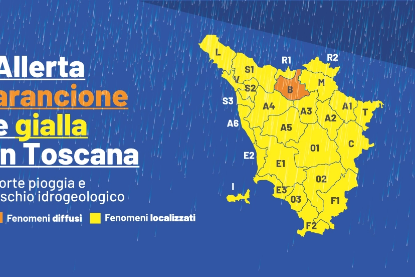 Allerta arancione e gialla in Toscana