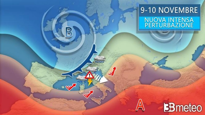 Nuova perturbazione atlantica in arrivo (fonte 3B Meteo)