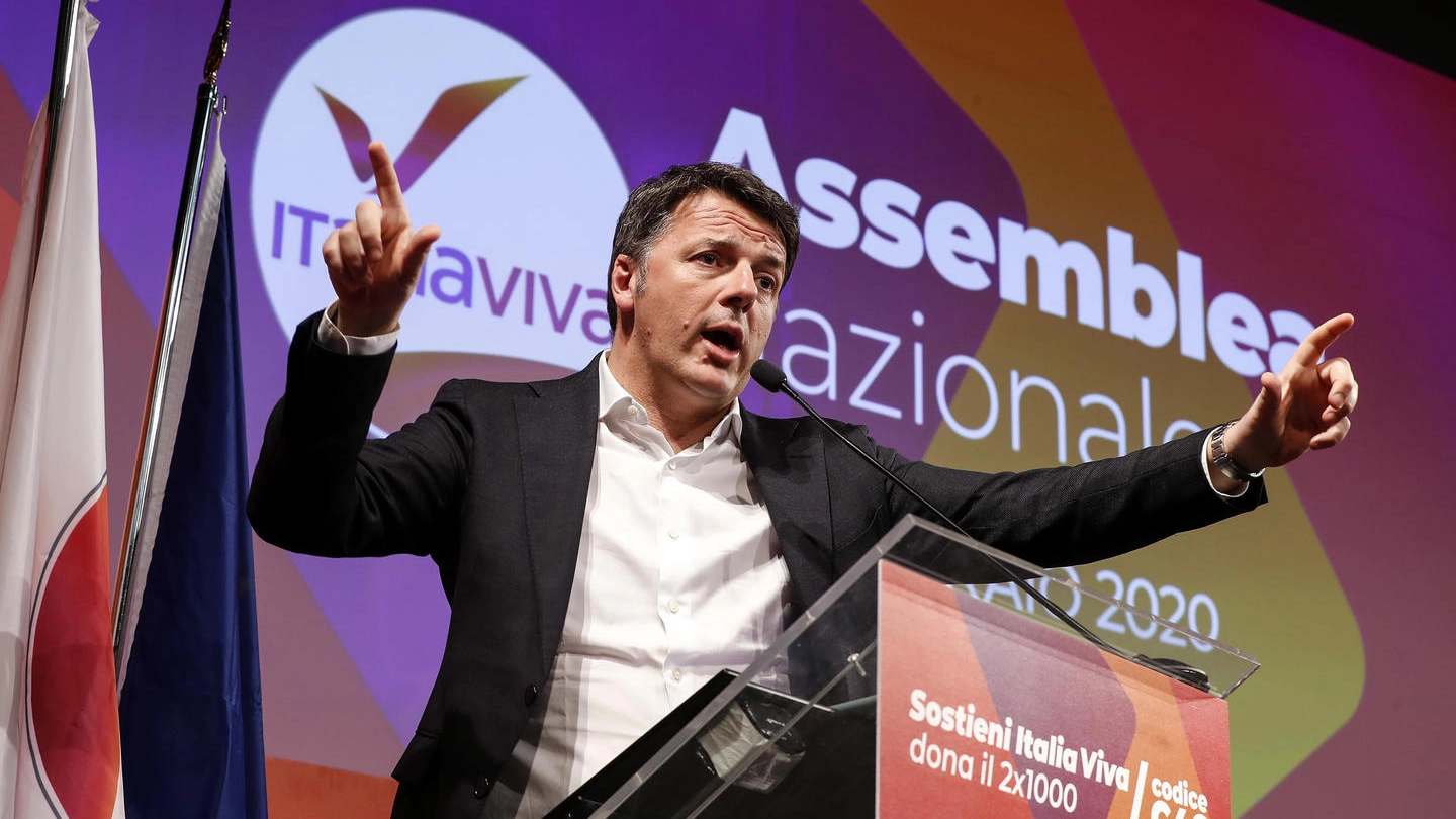 Matteo Renzi durante l'assemblea nazionale di Italia Viva