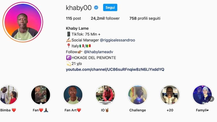 Il profilo Instagram di Khaby Lame