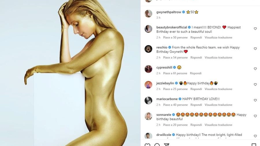 Gwyneth Paltrow e lo scatto per i suoi 50 anni su Instagram