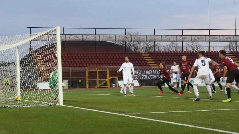Il gol di Stanzani nel finale di partita (foto Germogli)