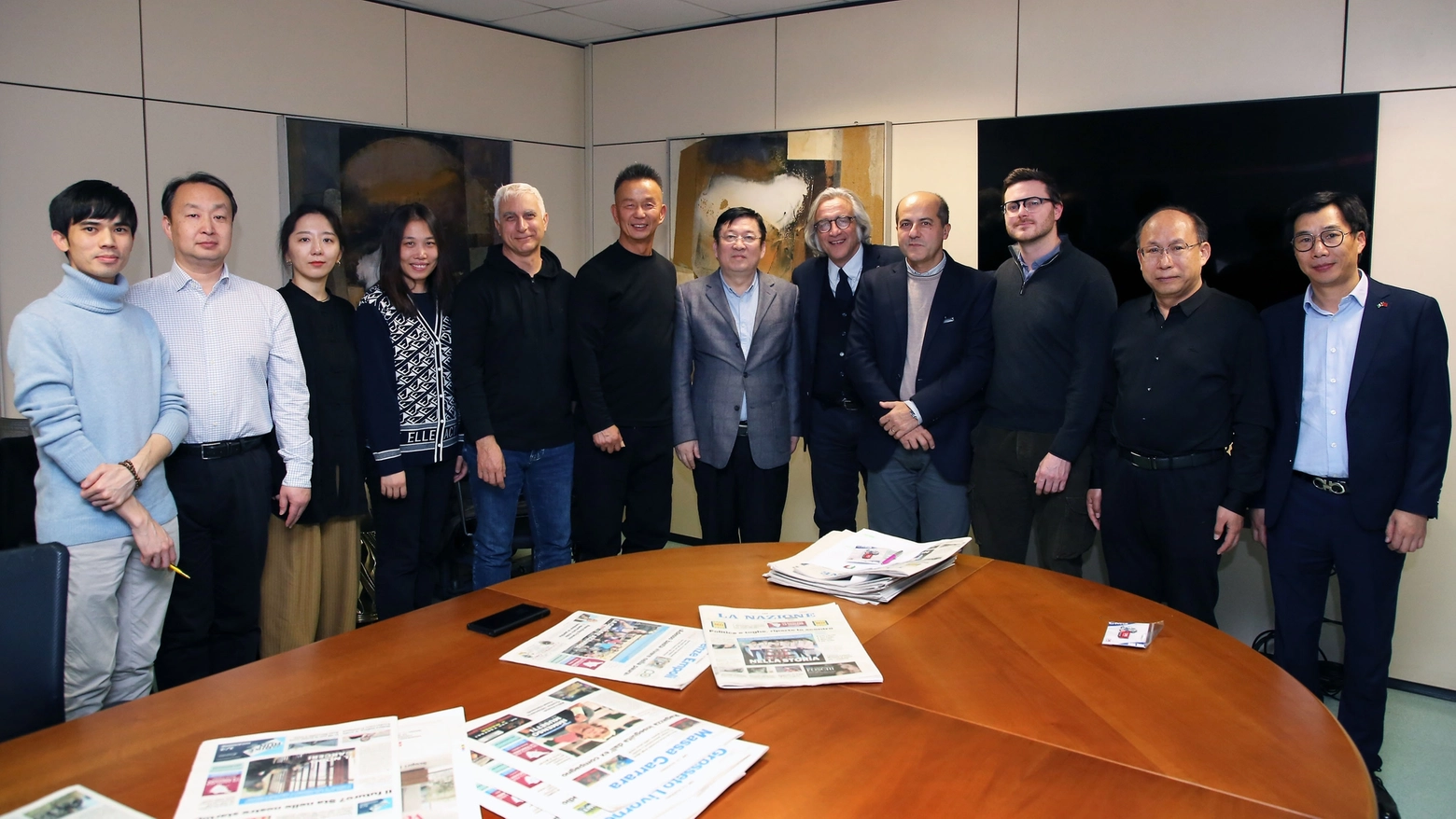 La delegazione di CMG-China Media Group in visita alla sede centrale de La Nazione a Firenze (Foto Marco Mori / New Press Photo)