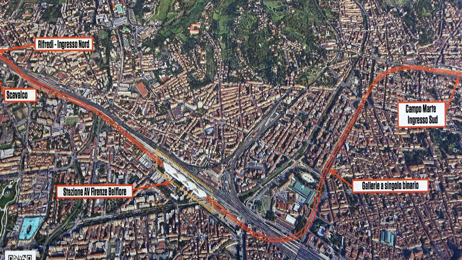 Il tracciato dell'Alta Velocità a Firenze