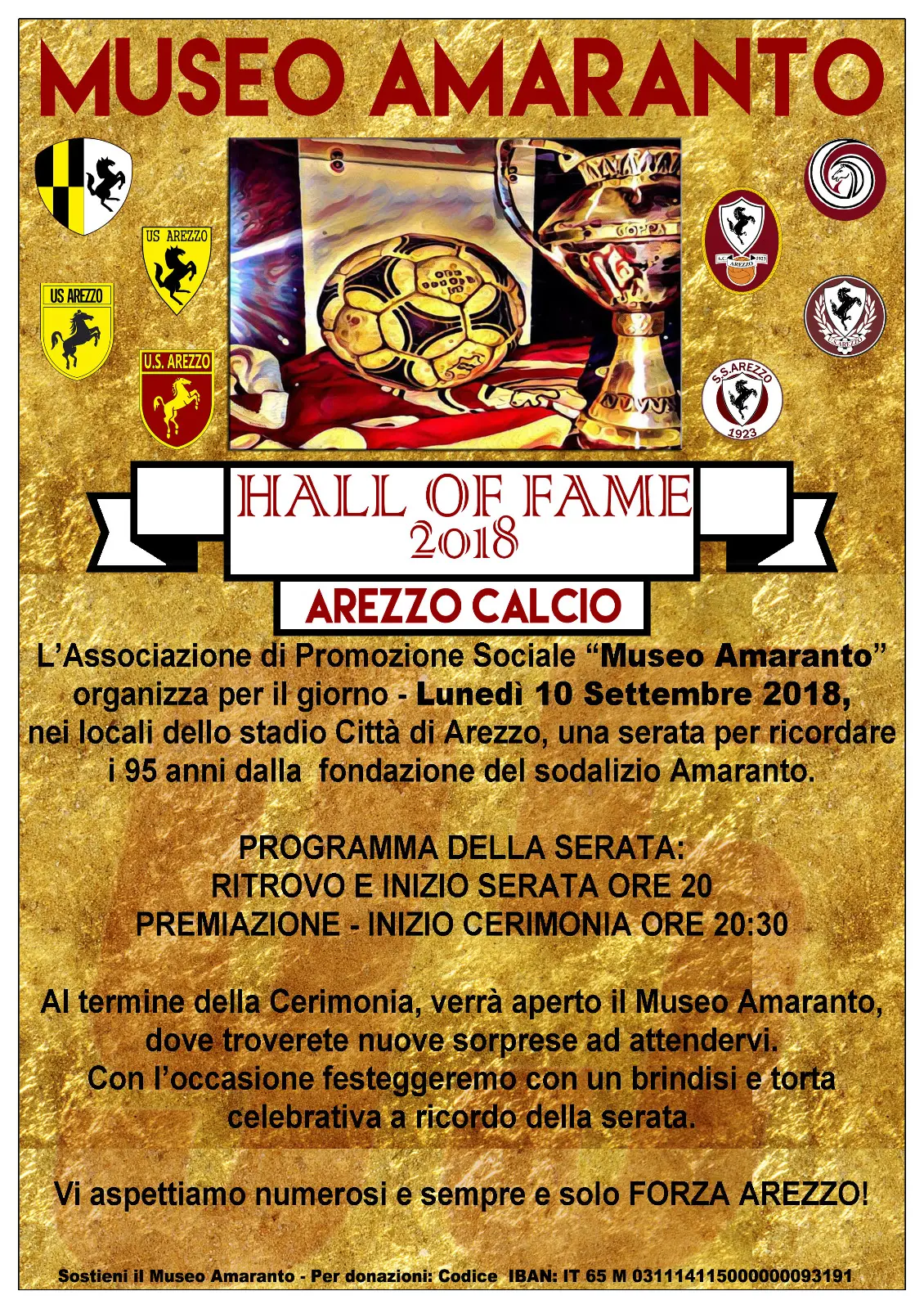 "Buon compleanno Arezzo calcio", la festa al Museo amaranto