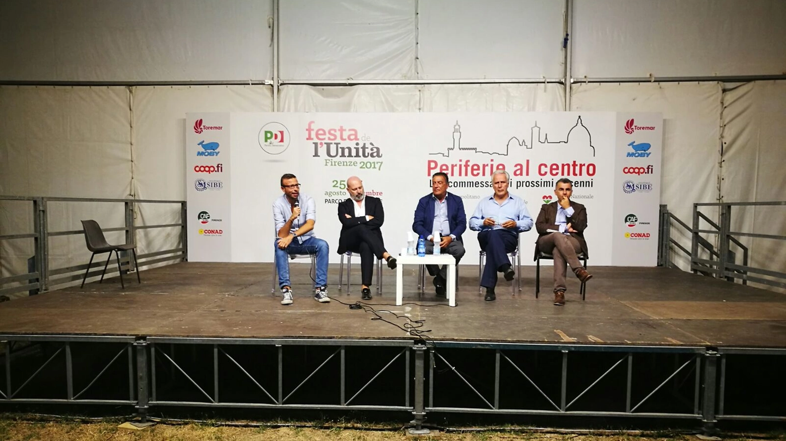 Festa dell'Unità, dibattito: Mazzeo, Bonaccini,  Carrassi, Eugenio Giani, Manuel Vescovi