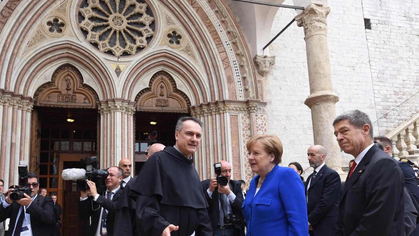 Angela Merkel ad Assisi (foto Ansa)