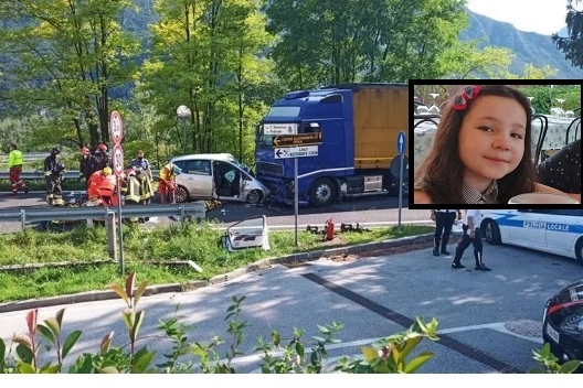 Il luogo dell'incidente (fonte: Messaggero Veneto) e nel riquadro la piccola Nicole