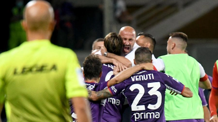 L'esultanza della Fiorentina (Ansa)