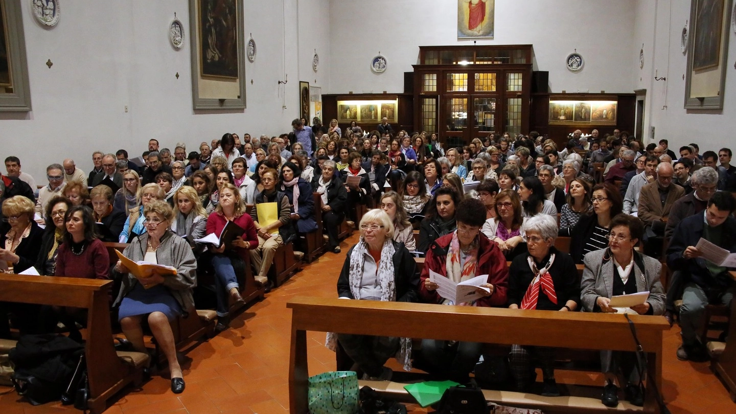 Firenze, prove del coro per il Papa alla chiesa di S. Maria al Pignone. Marco Mori/New Press Photo