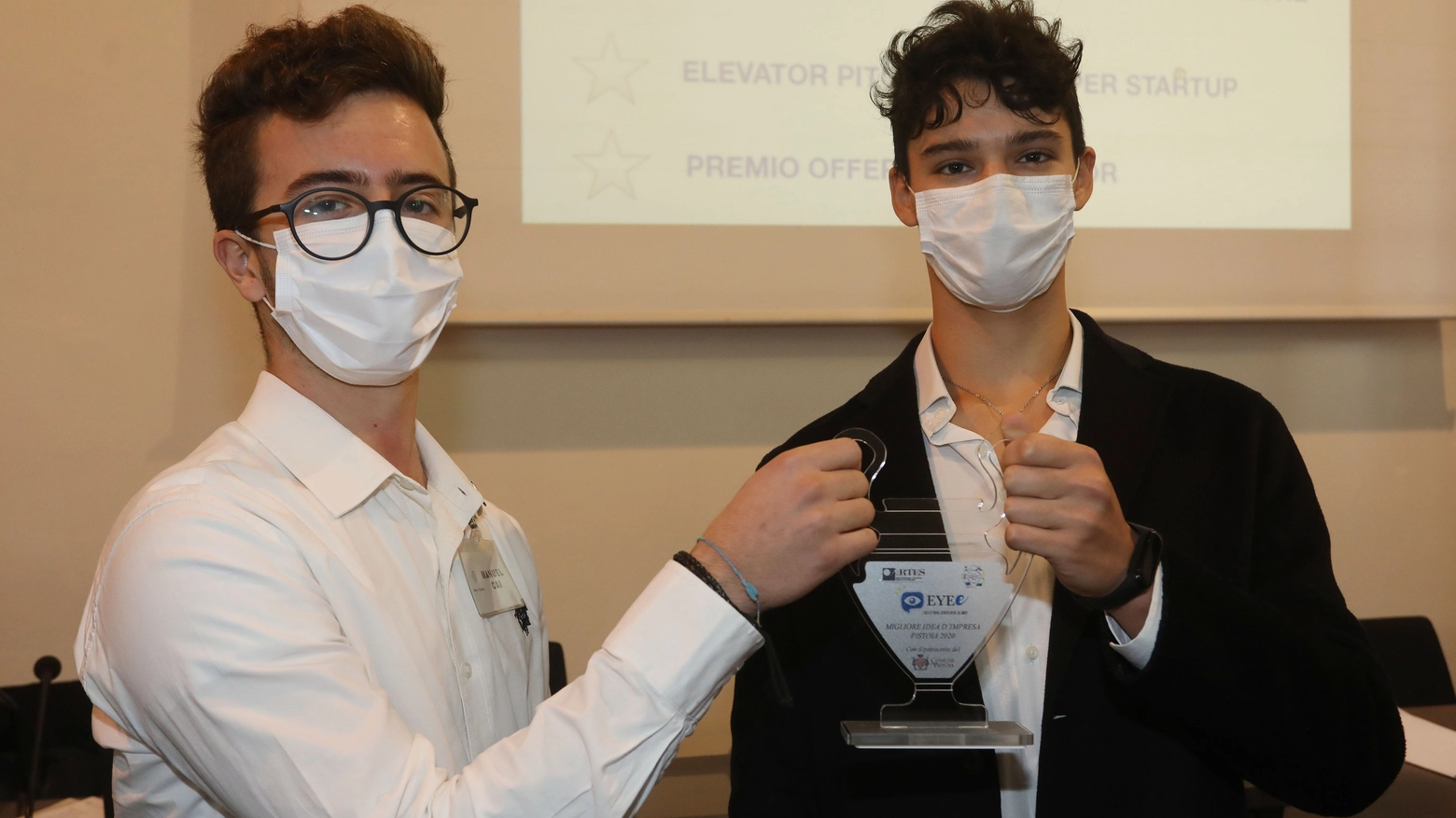 I 18 enni Manuele Cai e Stefano Zambon, vincitori del Trofeo Eye 2020 Pistoia