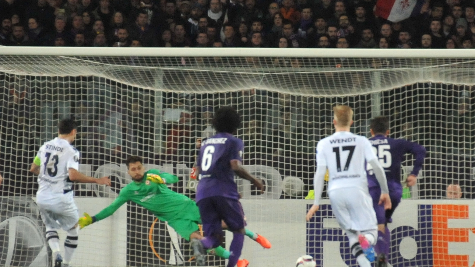 Fiorentina-Borussia Mönchengladbach, il rigore del 2-1 (foto Germogli)