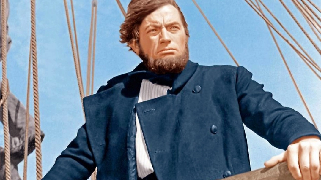 Gregory Peck in una scena del film Moby Dick (foto da web)