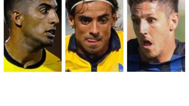 Da destra, Maxi Oliveira (alla Fiorentina), Granoche (allo Spezia), Jovetic 