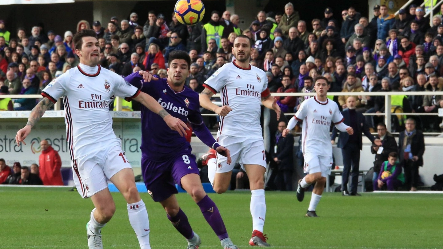 Fiorentina-Milan, un'azione del match al Franchi (Fotocronache Germogli)