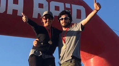 Martina Meucci e Luca Finocchiaro sul traguardo del raid Martina Meucci e Luca Finocchiaro sul traguardo del raid