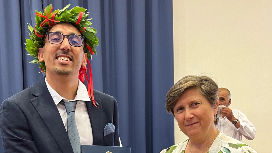 Ayoub Fakhry con la relatrice professoressa Patrizia Cinelli Ayoub Fakhry con la relatrice professoressa Patrizia Cinelli