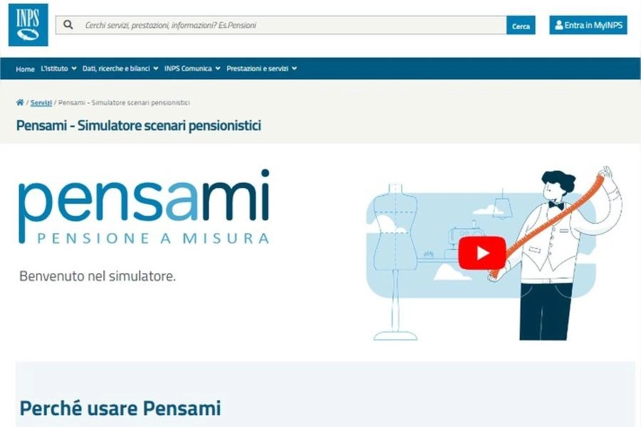Il nuovo simulatore per la pensione (Ansa)