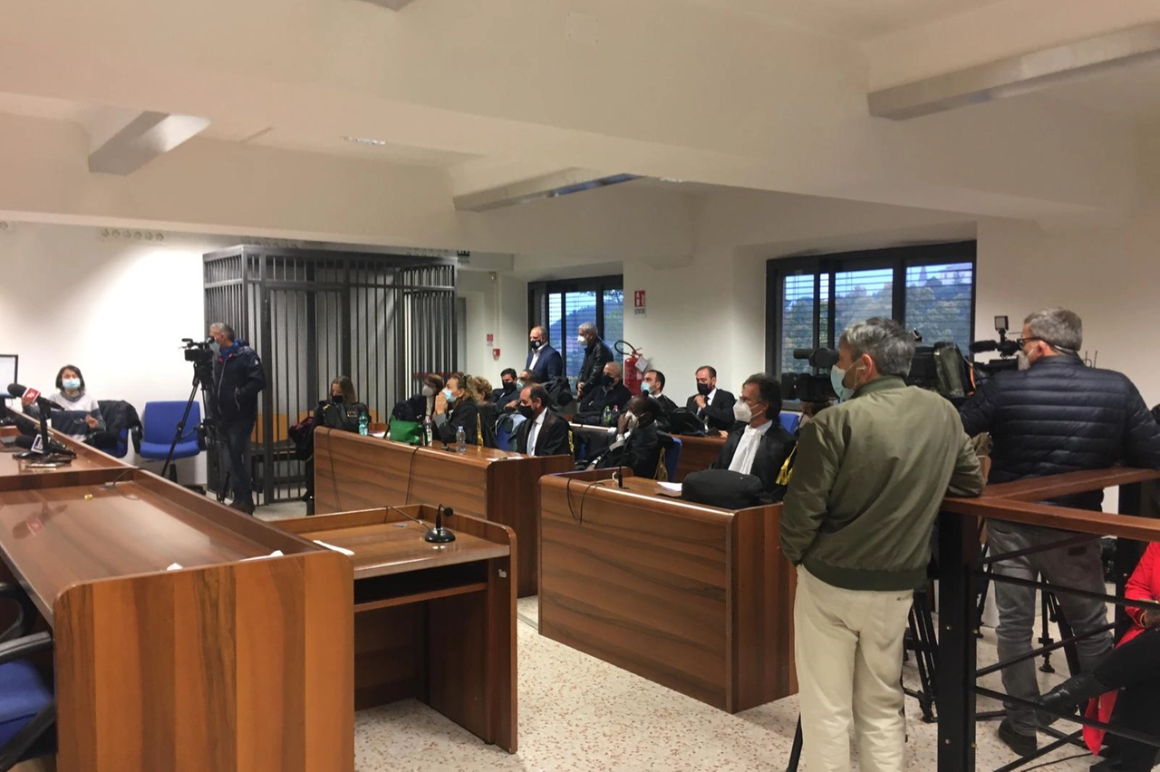 L'aula di Perugia durante la sentenza 
