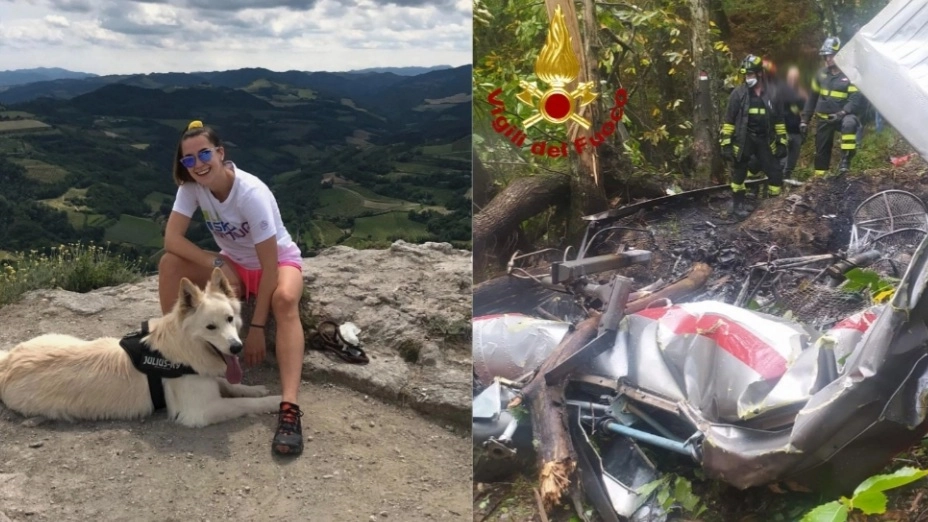 Naomi Maiolani e l'elicottero precipitato Naomi Maiolani e l'elicottero precipitato