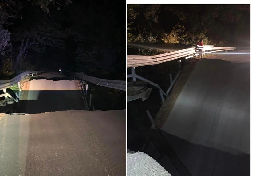 Il crollo del ponte (Dal profilo Fb del sindaco di Monteverdi Marittimo)