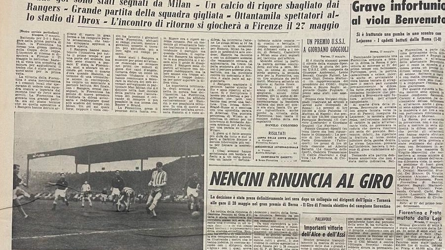 La pagina della cronaca sportiva de La Nazione del 18 maggio 1961