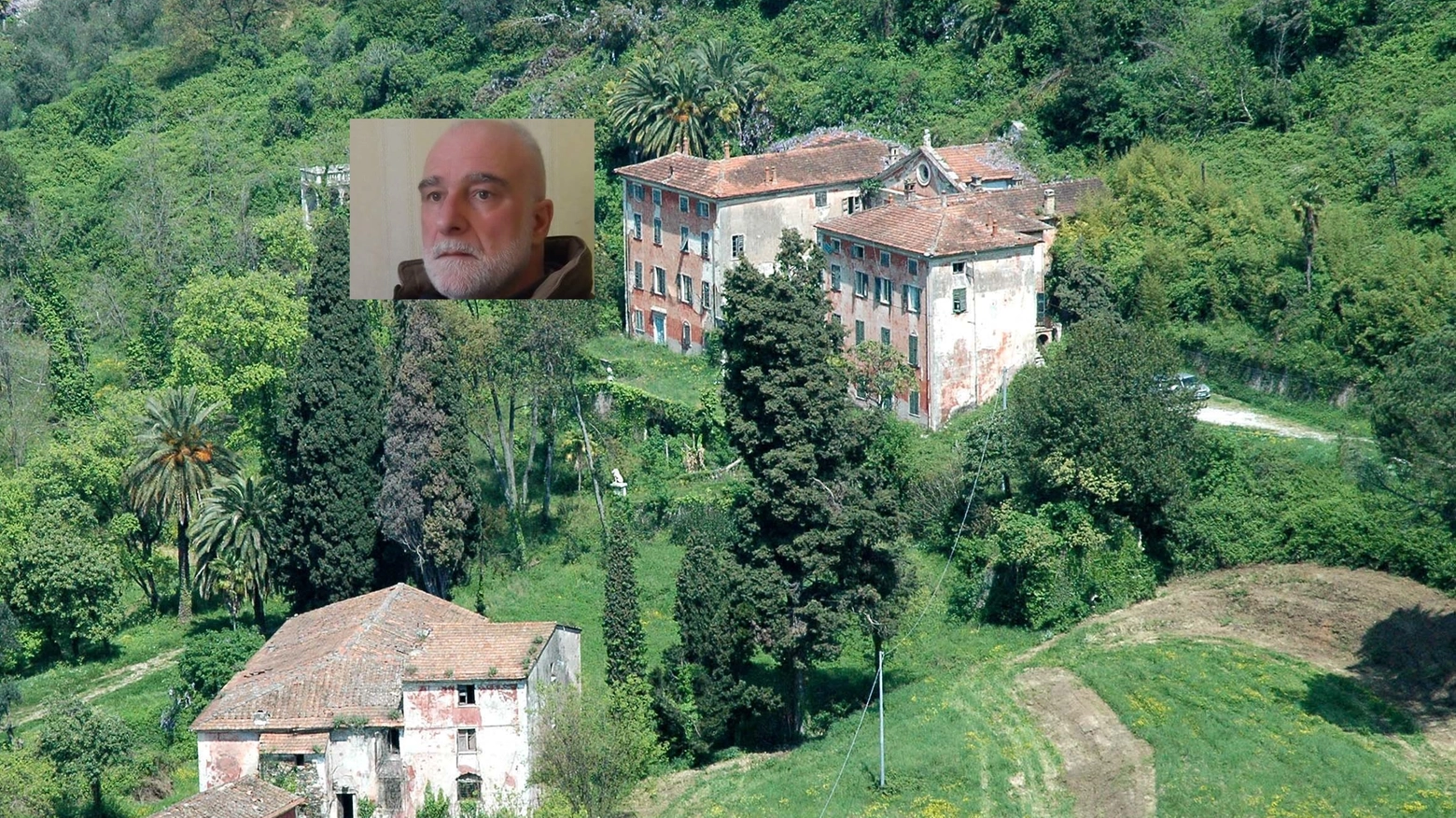 Villa Massoni. Nel riquadro Marco Casonati, accusato di aver ucciso il fratello