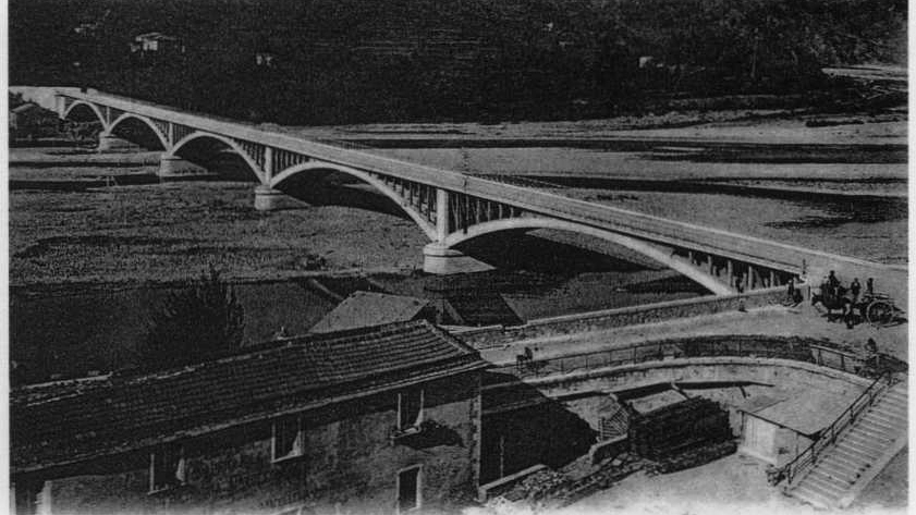 Il ponte di Albiano in una foto d'epoca