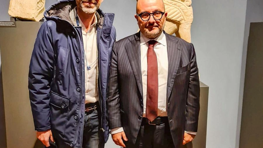Il sindaco Sonnini insieme al ministro della Cultura, Sangiuliano durante la visita al mus