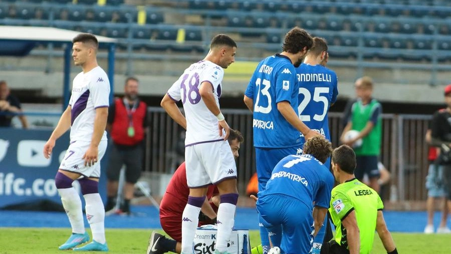 Empoli-Fiorentina, l'arbitro è costretto a uscire (Fotocronache Germogli)