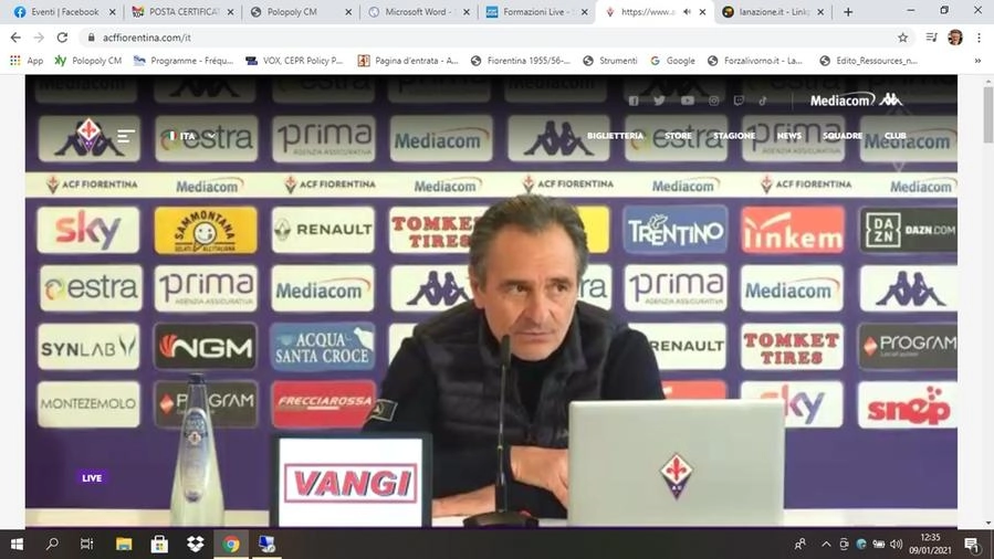 Il tecnico viola Cesare Prandelli (dal sito ufficiale della Fiorentina)