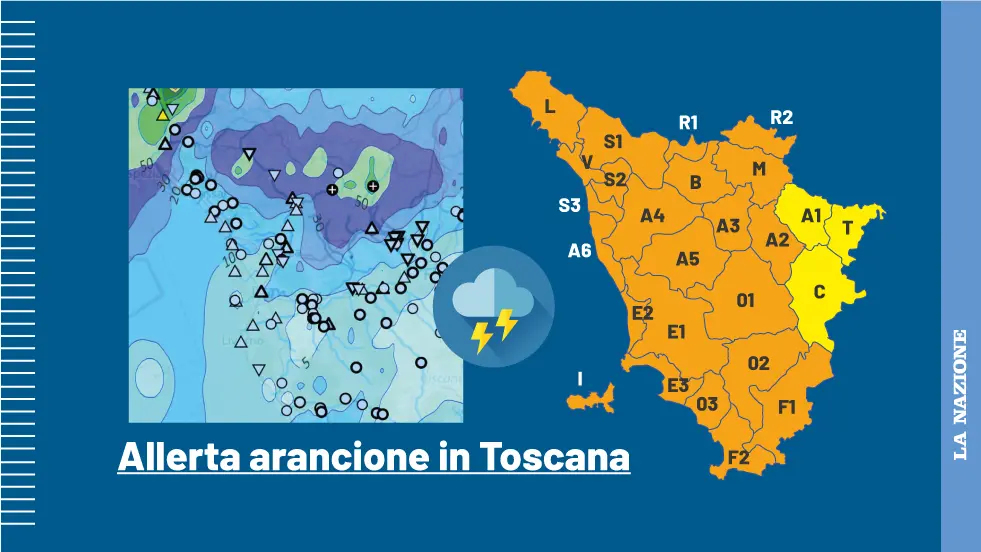 Allerta meteo arancione in Toscana, alberi caduti e smottamenti. Sale il livello dei fiumi