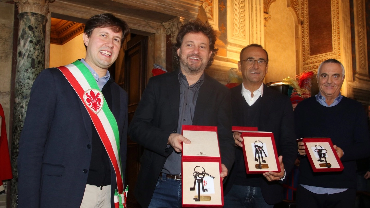 Da sin. Nardella, Pieraccioni, Conti e Panariello (foto Moggi/New Pressphoto)